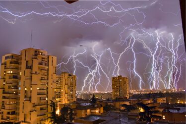 lightning on city